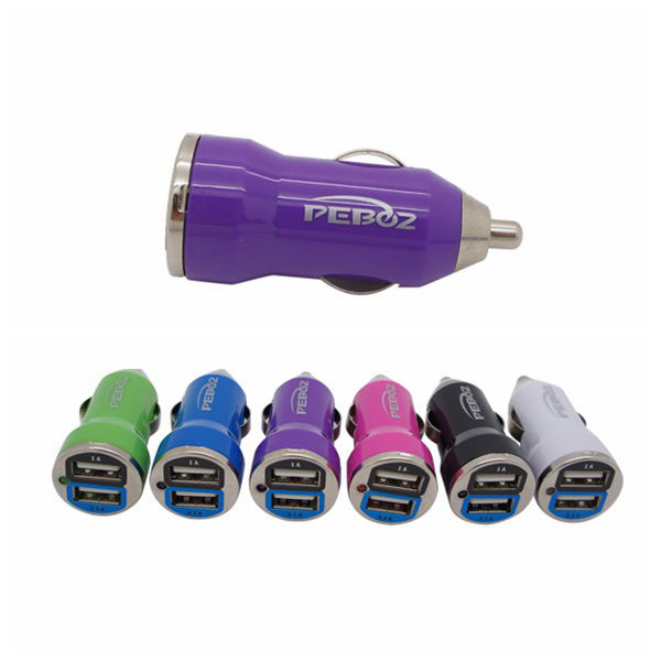 colorful 2 sockets usb car charger for ipad